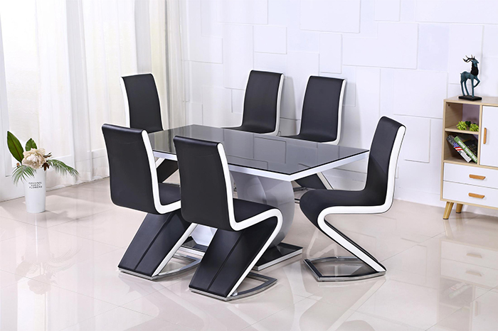 Edenhall High Gloss Painted Glass Top Dining Set With 4 Chairs